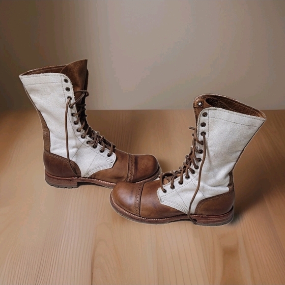 Vintage Shoe Company Molly Jump Boot 8.5 Made in USA Canvas Leather Heritage - Picture 4 of 16